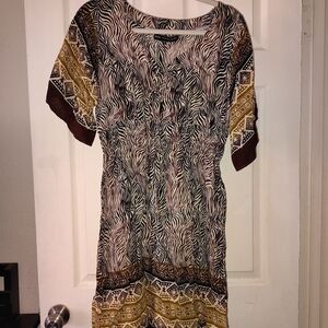 Mlle Gabrielle Zebra Print Maxi Dress - Black, Brown, Gold